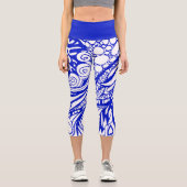 Doodle 1E Blue White 1 Capri Leggings カプリレギンス (正面)