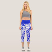 Doodle 1E Blue White 1 Capri Leggings カプリレギンス (正面)