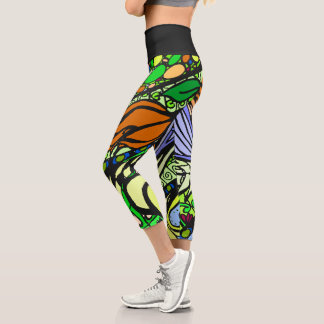 Doodle 1E Green 1 Capri Leggings カプリレギンス