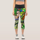 Doodle 1E Green 1 Capri Leggings カプリレギンス (正面)