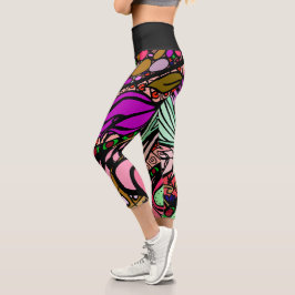 Doodle 1E Pink 1 Capri Leggings カプリレギンス