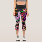 Doodle 1E Pink 1 Capri Leggings カプリレギンス (正面)