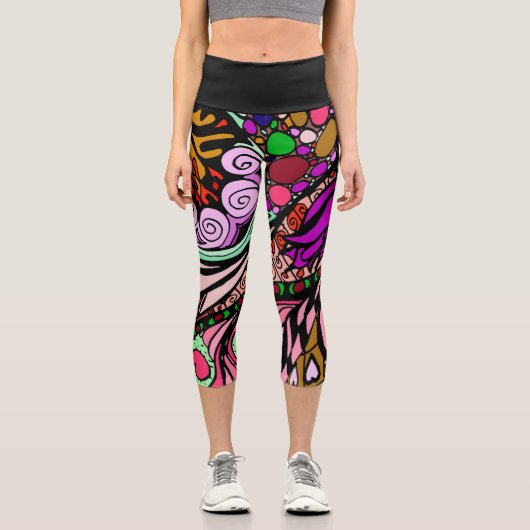 Doodle 1E Pink 1 Capri Leggings カプリレギンス (正面)