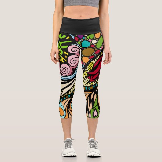 Doodle 1E Red 1 Capri Leggings カプリレギンス (正面)