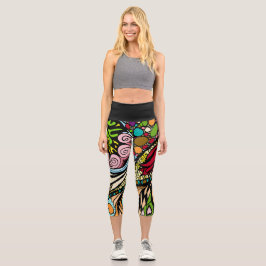 Doodle 1E Red 1 Capri Leggings カプリレギンス