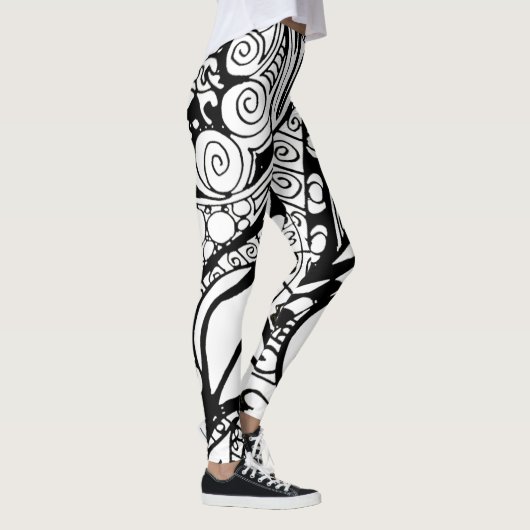 Doodle 9B Black White Leggings レギンス (右)