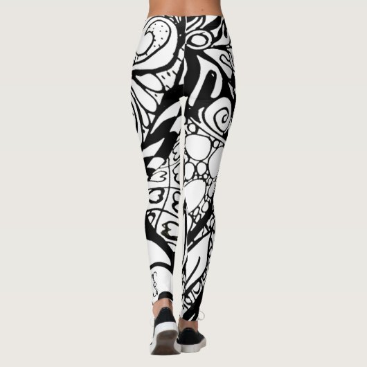 Doodle 9B Black White Leggings レギンス (裏面)