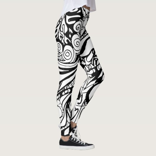 Doodle 9B Black White Leggings レギンス (右)