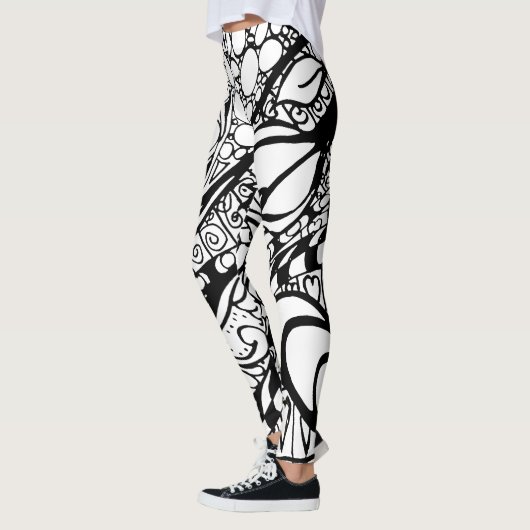 Doodle 9B Black White Leggings レギンス (左)