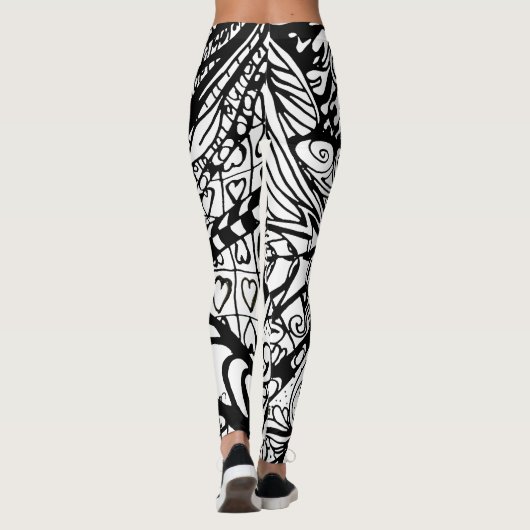 Doodle 9B Black White Leggings レギンス (裏面)