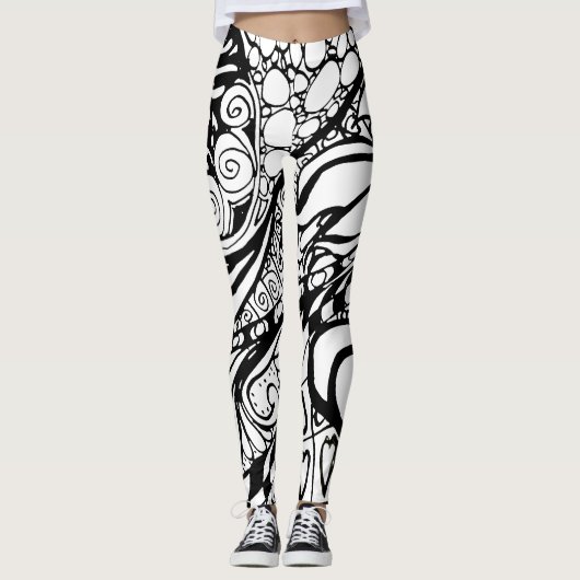 Doodle 9B Black White Leggings レギンス (正面)