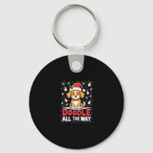 Doodle All The Way Funny Goldendoodle Santa Hat Ch キーホルダー (正面)