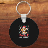 Doodle All The Way Funny Goldendoodle Santa Hat Ch キーホルダー (正面)