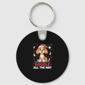 Doodle All The Way Funny Goldendoodle Santa Hat Ch キーホルダー (正面)