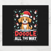 Doodle All The Way Funny Goldendoodle Santa Hat Ch スパークリングワインラベル (シングルラベル)