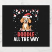 Doodle All The Way Funny Goldendoodle Santa Hat Ch スパークリングワインラベル (シングルラベル)