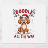 Doodle All The Way Funny Goldendoodle Santa Hat Ch スパークリングワインラベル (シングルラベル)