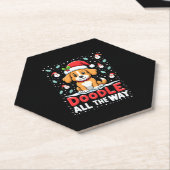 Doodle All The Way Funny Goldendoodle Santa Hat Ch ペーパーコースター (アングル)