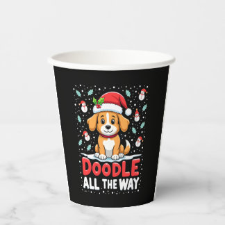 Doodle All The Way Funny Goldendoodle Santa Hat Ch 紙コップ