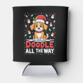 Doodle All The Way Funny Goldendoodle Santa Hat Ch 缶クーラー (正面)