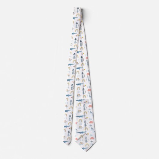 Doodle Animal Fun Pattern ネクタイ (裏面)