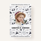 Doodle Animals可愛いカスタム写真モダンの子ID バッジ (正面)