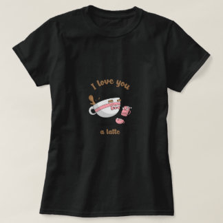 Doodle Art Cute Cartoon Coffee Couple Latte Tシャツ