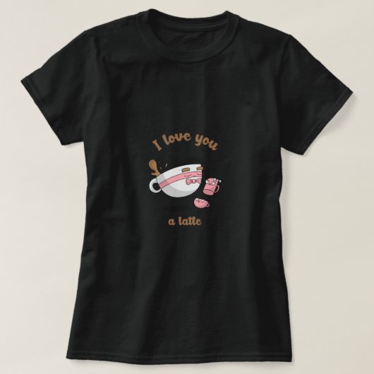 Doodle Art Cute Cartoon Coffee Couple Latte Tシャツ (デザイン正面)