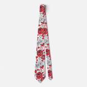 Doodle Art Style Red Pink Roses Hearts Valentine's ネクタイ (正面)