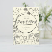 Doodle Birthday Invitation - Cute & Cozy 招待状 (スタンド正面)