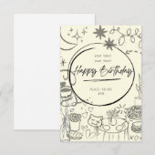 Doodle Birthday Invitation - Cute & Cozy 招待状 (正面/裏面)
