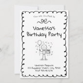 Doodle Birthday Invitation- Stick Figure Invite 招待状 (正面)