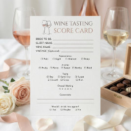 Doodle Bridal Shower Wine Tasting Score Card 招待状