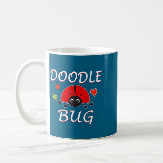 Doodle Bug Funny Doodle Ladybug コーヒーマグカップ (左)