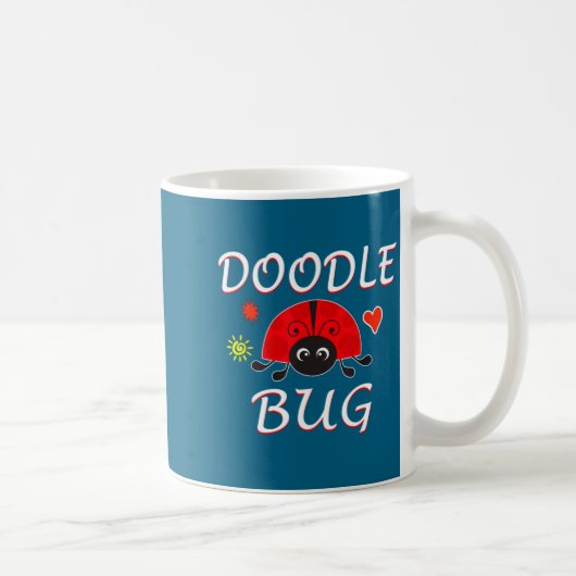 Doodle Bug Funny Doodle Ladybug  コーヒーマグカップ (右)