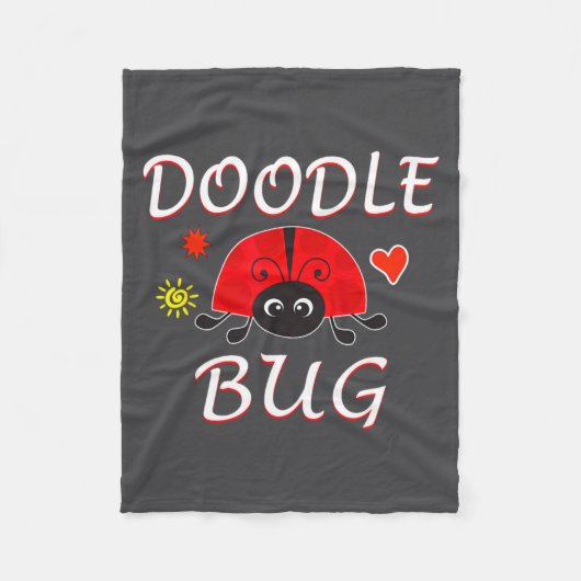 Doodle Bug Funny Doodle Ladybug  フリースブランケット (正面)