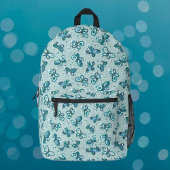 Doodle Bugs蝶 – ターコイズ – パターン。 プリントバックパック