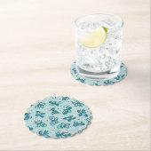 Doodle Bugs蝶 – ターコイズ – パターン。 ペーパーコースター (インサイチュ)