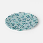 Doodle Bugs蝶 – ターコイズ – パターン。 ペーパープレート (アングル)