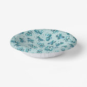 Doodle Bugs蝶 – ターコイズ – パターン。 ペーパーボウル (傾斜あり)