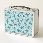 Doodle Bugs蝶 – ターコイズ – 子供のパターン メタルランチボックス (裏面)