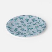 Doodle Bugs蝶 – 青 – シームレスなパターン。 ペーパープレート (アングル)