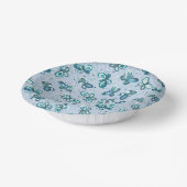 Doodle Bugs蝶 – 青 – シームレスなパターン。 ペーパーボウル (傾斜あり)