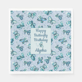 Doodle Bugs Butterflies - blue - kids birthday. スタンダードランチョンナプキン