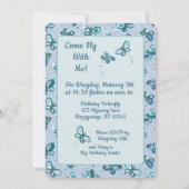 Doodle Bugs Butterflies - blue - kids birthday. 招待状 (裏面)