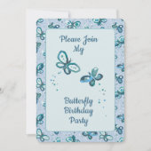 Doodle Bugs Butterflies - blue - kids birthday. 招待状 (正面)