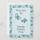 Doodle Bugs Butterflies - turquoise - birthday. 招待状 (正面)