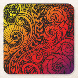Doodle Burst Paper Coaster スクエアペーパーコースター