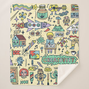 Doodle Cartoon Set おもしろい 1. シェルパブランケット