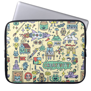 Doodle Cartoon Set おもしろい 1.  ラップトップスリーブ